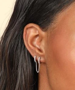 Astrid & Miyu Chain Link Huggies In Silver New In