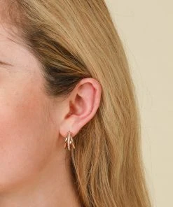 Astrid & Miyu New In Illusion Crystal Triple Hoops In Gold