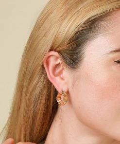 Astrid & Miyu Molten Wave Medium Hoops In Gold New In