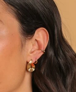 Astrid & Miyu Molten Wave Medium Hoops In Gold New In 8 Astrid & Miyu Molten Wave Medium Hoops In Gold New In