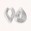 Astrid & Miyu Molten Wave Medium Hoops In Silver New In