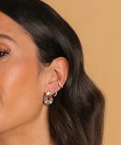 Astrid & Miyu Molten Wave Medium Hoops In Silver New In 7 Astrid & Miyu Molten Wave Medium Hoops In Silver New In