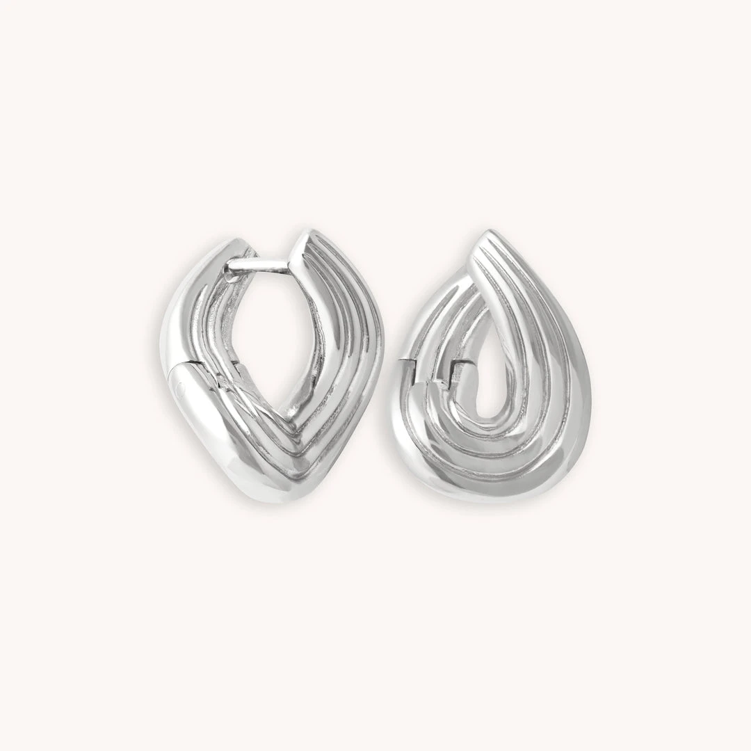 Astrid & Miyu New In Molten Wave Small Hoops In Silver 3 Astrid & Miyu New In Molten Wave Small Hoops In Silver