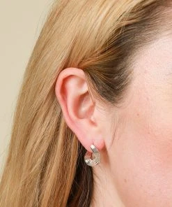 Astrid & Miyu New In Molten Wave Small Hoops In Silver