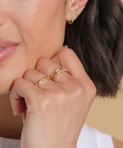 Astrid & Miyu Elevate Ridge Band Ring In Gold