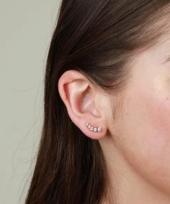 Astrid & Miyu New In Illume Crystal Climber Stud Earrings In Gold