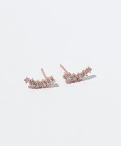Astrid & Miyu New In Illume Crystal Climber Stud Earrings In Rose Gold