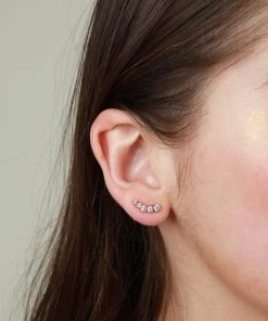 Astrid & Miyu New In Illume Crystal Climber Stud Earrings In Rose Gold