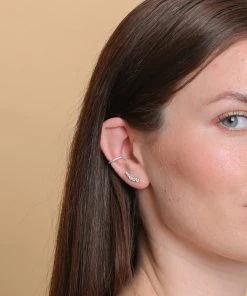 Astrid & Miyu Illume Crystal Climber Stud Earrings In Silver New In 9 Astrid & Miyu Illume Crystal Climber Stud Earrings In Silver New In