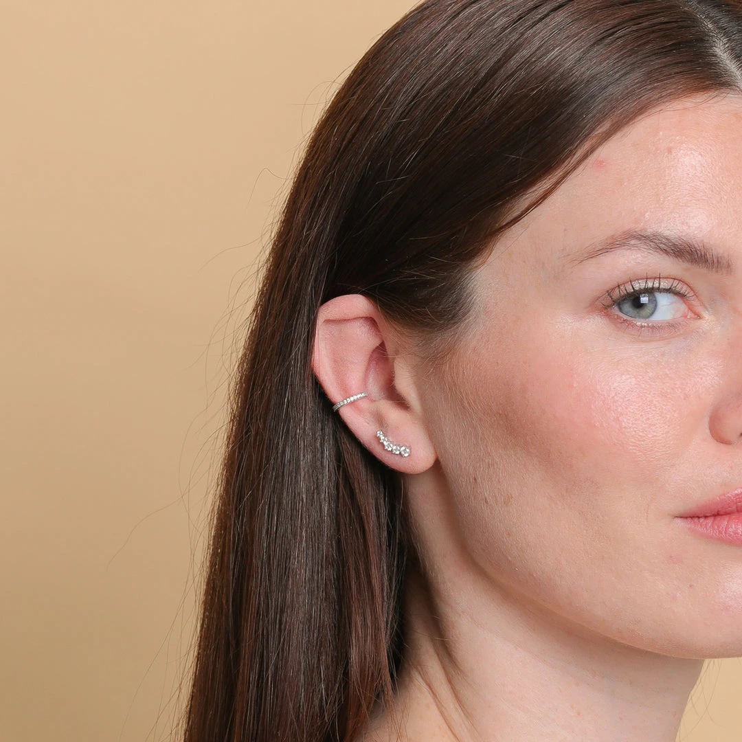 Astrid & Miyu Illume Crystal Climber Stud Earrings In Silver New In 6 Astrid & Miyu Illume Crystal Climber Stud Earrings In Silver New In