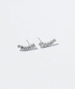 Astrid & Miyu Illume Crystal Climber Stud Earrings In Silver New In 8 Astrid & Miyu Illume Crystal Climber Stud Earrings In Silver New In