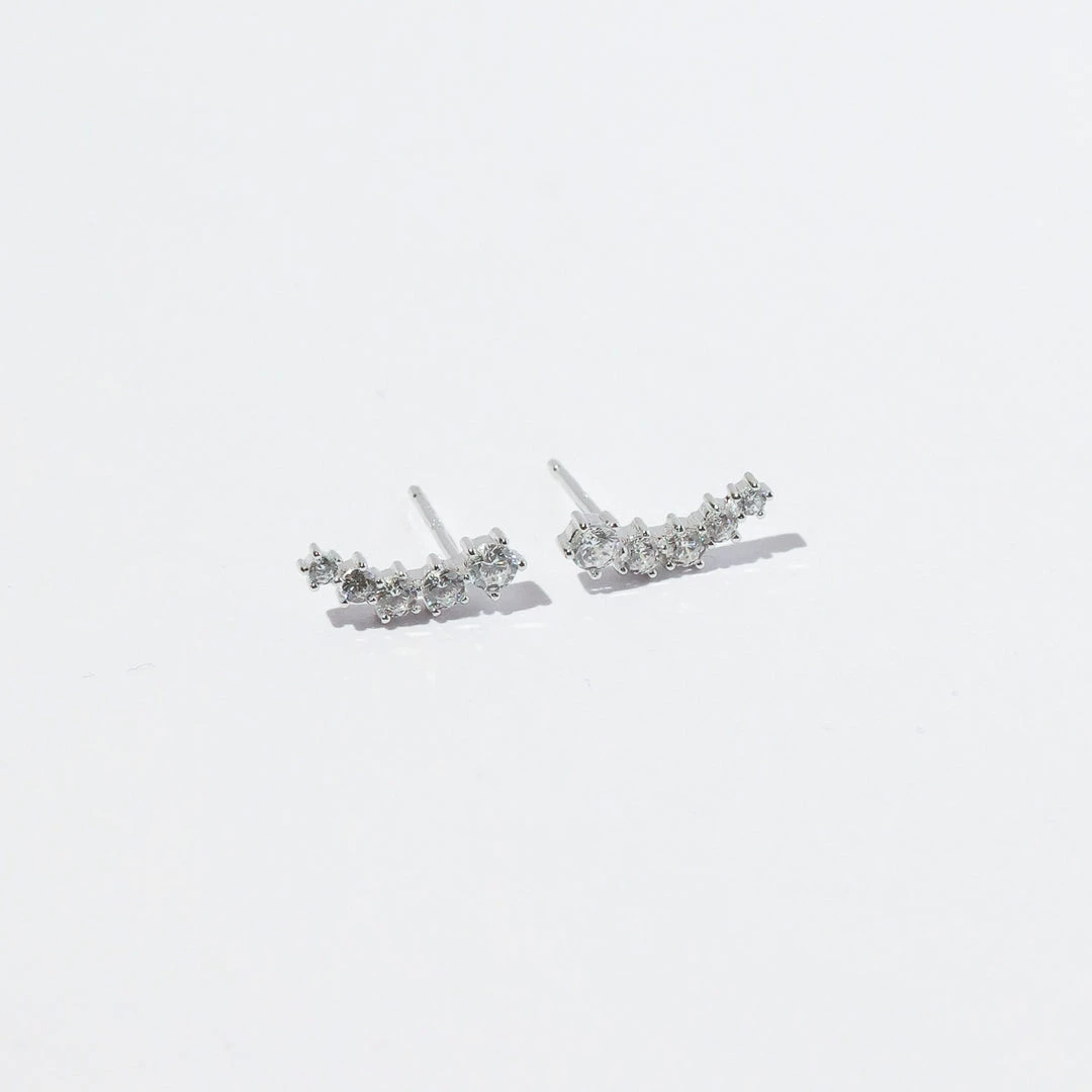 Astrid & Miyu Illume Crystal Climber Stud Earrings In Silver New In 5 Astrid & Miyu Illume Crystal Climber Stud Earrings In Silver New In