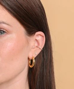 Astrid & Miyu New In Pear Crystal Stud Earrings In Gold