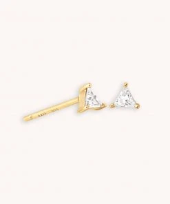 Astrid & Miyu Triangle Crystal Stud Earrings In Gold New In