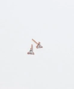 Astrid & Miyu Triangle Crystal Stud Earrings In Rose Gold New In