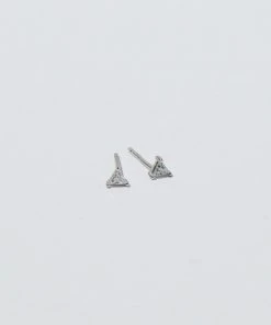 Astrid & Miyu New In Triangle Crystal Stud Earrings In Silver