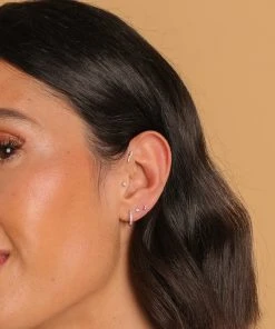 Astrid & Miyu Aquamarine Gem Piercing Stud In Solid White Gold New In