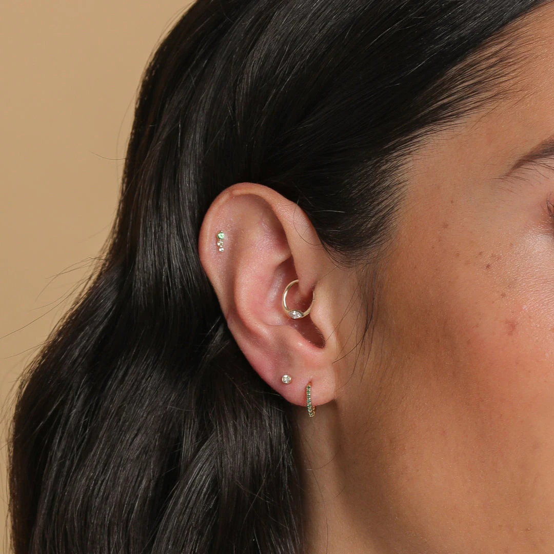 Astrid & Miyu Green Gradient Piercing Stud In Solid Gold New In 4 Astrid & Miyu Green Gradient Piercing Stud In Solid Gold New In