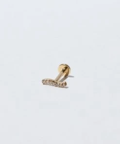 Astrid & Miyu New In Pave Wave Piercing Stud In Solid Gold