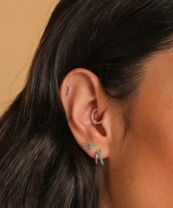 Astrid & Miyu Wave Piercing Stud In Solid White Gold