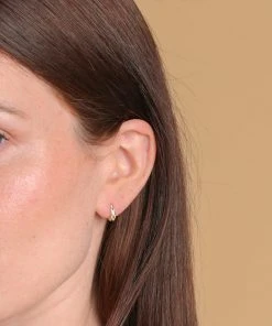 Astrid & Miyu Checkerboard Huggies In Gold New In