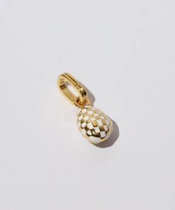 Astrid & Miyu Checkerboard Pendant Charm In Gold New In