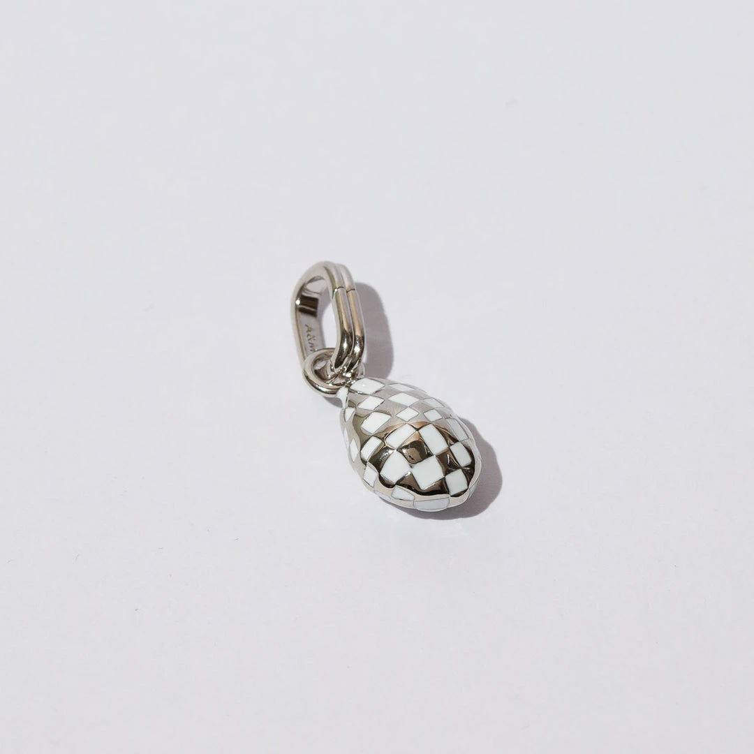 Astrid & Miyu New In Checkerboard Pendant Charm In Silver 5 Astrid & Miyu New In Checkerboard Pendant Charm In Silver
