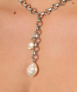 Astrid & Miyu Pearl Pendant Charm In Silver New In