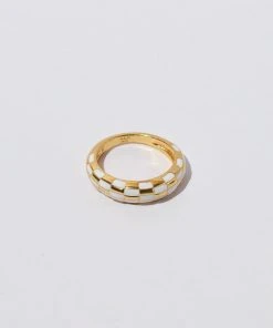 Astrid & Miyu Checkerboard Dome Ring In Gold New In 7 Astrid & Miyu Checkerboard Dome Ring In Gold New In