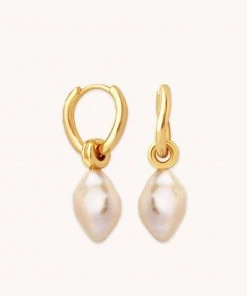 Astrid & Miyu New In Pink Pearl Hoops In Gold