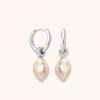 Astrid & Miyu New In Pink Pearl Hoops In Silver