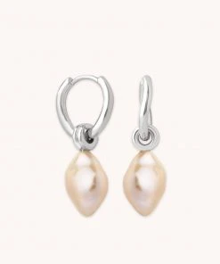 Astrid & Miyu New In Pink Pearl Hoops In Silver