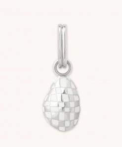 Astrid & Miyu New In Checkerboard Pendant Charm In Silver