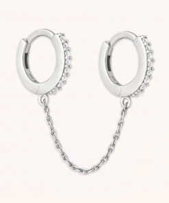 Astrid & Miyu Chain Link Huggies In Silver New In