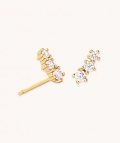 Astrid & Miyu Glimmer Crystal Climber Stud Earrings In Gold