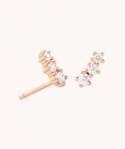 Astrid & Miyu New In Glimmer Crystal Climber Stud Earrings In Rose Gold