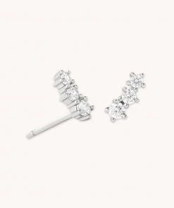 Astrid & Miyu Glimmer Crystal Climber Stud Earrings In Silver