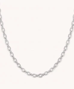 Astrid & Miyu New In Open Link Chain Necklace In Silver