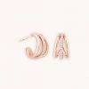 Astrid & Miyu Illusion Crystal Triple Hoops In Rose Gold New In 2 Astrid & Miyu Illusion Crystal Triple Hoops In Rose Gold New In