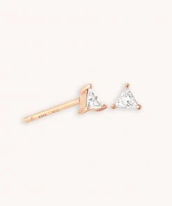 Astrid & Miyu Triangle Crystal Stud Earrings In Rose Gold New In