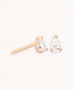 Astrid & Miyu Pear Crystal Stud Earrings In Rose Gold New In