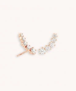 Astrid & Miyu New In Illume Crystal Climber Stud Earrings In Rose Gold