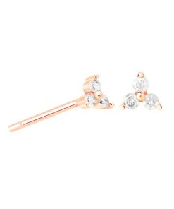 Astridandmiyu Triple Crystal Stud Earrings In Rose Gold