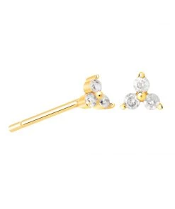 Astridandmiyu Best Sellers Triple Crystal Stud Earrings In Gold