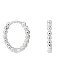 Astrid & Miyu Beaded Base Hoops In Silver Earrings