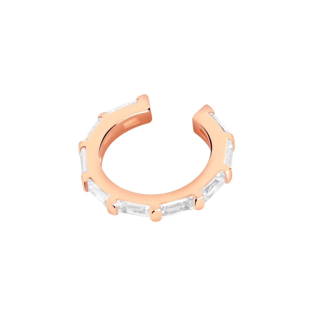 Astridandmiyu Baguette Crystal Ear Cuff In Rose Gold 3 Astridandmiyu Baguette Crystal Ear Cuff In Rose Gold