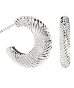 Astridandmiyu Luminous Textured Hoops In Silver