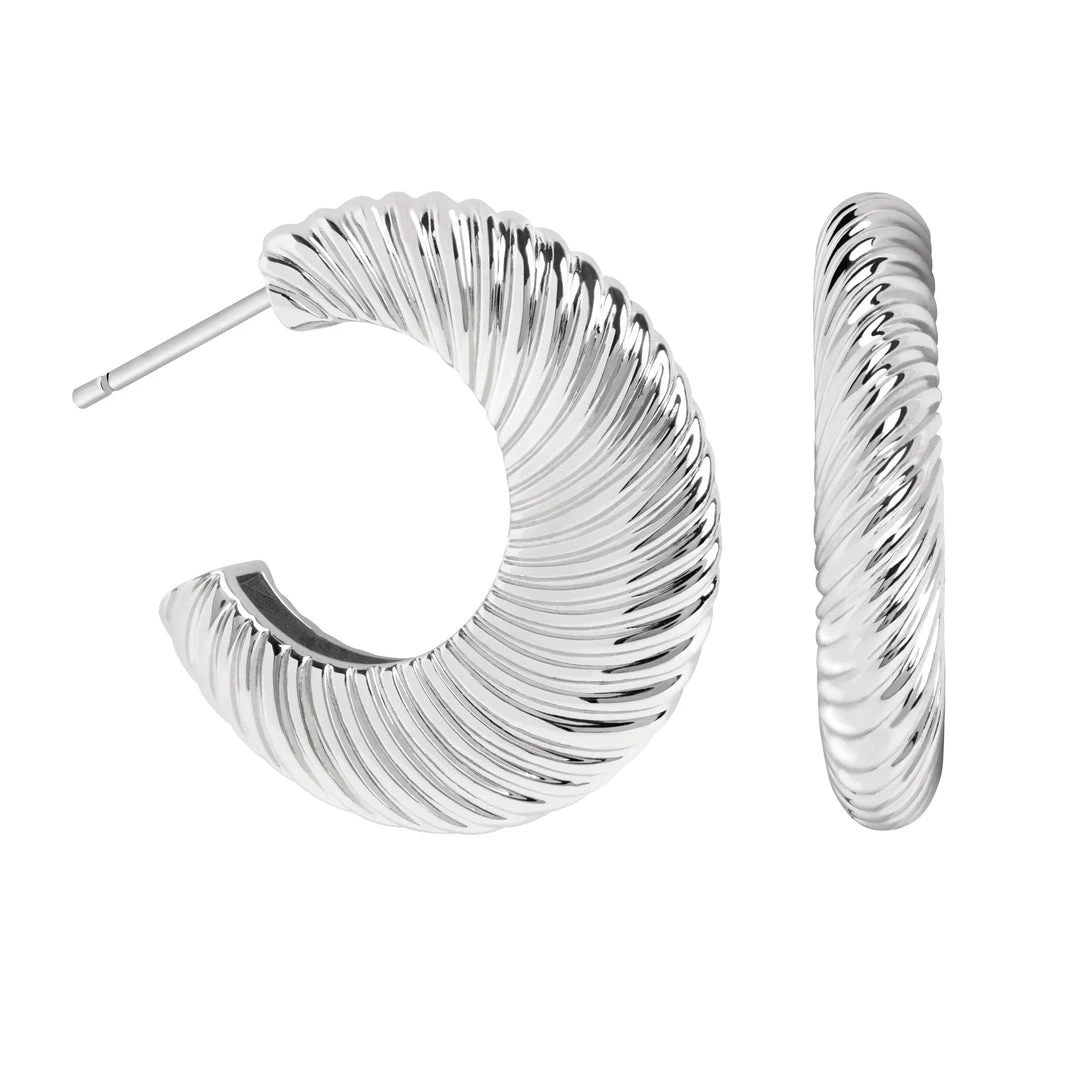 Astridandmiyu Luminous Textured Hoops In Silver 3 Astridandmiyu Luminous Textured Hoops In Silver