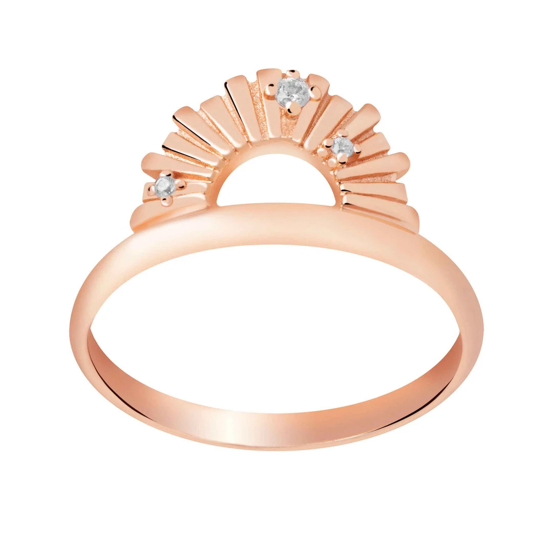 Astridandmiyu Sale Sunbeam Crystal Ring In Rose Gold 3 Astridandmiyu Sale Sunbeam Crystal Ring In Rose Gold