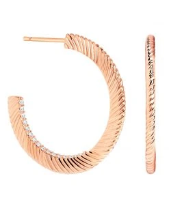 Astridandmiyu Etched Crystal Hoops In Rose Gold